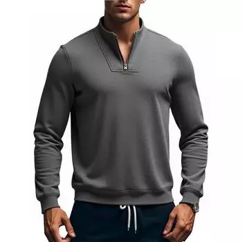 Autumn and Winter Men s Semi-zipper Stand-up Collar Long-sleeved Sweater Daily Versatile Fitness Sweater M