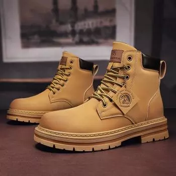 Autumn and winter men s shoes 2024 retro Martin boots men s velvet tooling shoes high-top British style platform leather boots men s 39