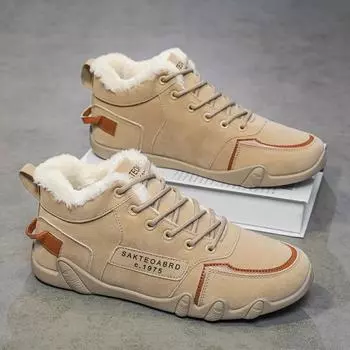 Autumn and winter men s shoes 2025 new winter velvet warm cotton shoes tooling snow boots sports high-top casual Martin boots 39