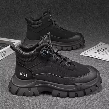 Autumn and winter men s shoes waterproof and non-slip sports site work thick-soled tooling Martin boots work labor insurance tide shoes 39 чёрный