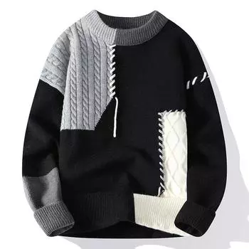 Autumn and Winter Men s Sweater Round Neck Leisure Sweater Men s Senior Sense Men s Shirt M