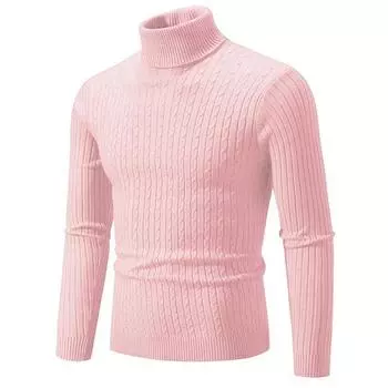 Autumn and Winter Men s Sweater Solid Color Turtleneck Casual Knitted Bottoming Shirt M белый