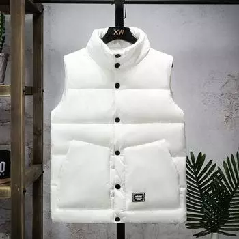 Autumn and winter men s vest trend sleeveless vest wear down cotton vest jacket thickened warm vest S белый