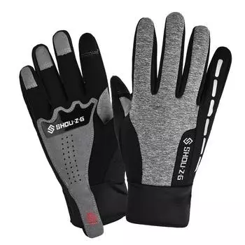Autumn and Winter Men s Warm Cycling Gloves Velvet Thickened Windproof and Waterproof Touch Screen Outdoor Sports Non-slip Half-finger Women s M