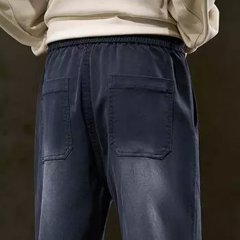 Autumn and Winter Men s Wide-leg Pants Straight Trousers Elastic Waist Men s Casual Pants S