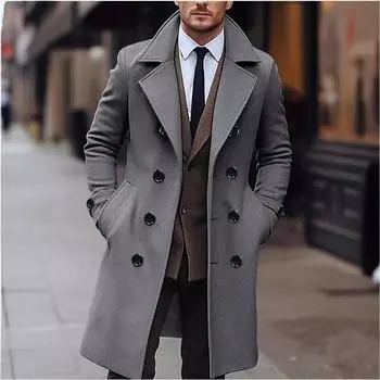 Autumn and Winter Men s Woolen Coats Double-breasted Long Woolen Coats for Men S