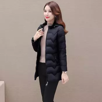 Autumn and winter mid-length women s hooded women s lightweight down padded jacket, large size slim slimming padded jacket, padded jacket 6XL