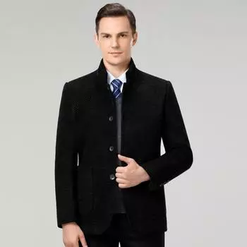 Autumn and winter middle-aged and elderly men s jackets middle-aged dad woolen woolen coat loose grandpa top 170