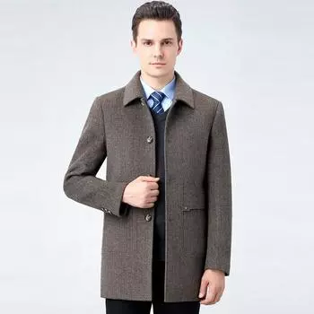 Autumn and winter middle-aged men s cashmere coat lapel middle-aged dad s cashmere liner warm jacket 170