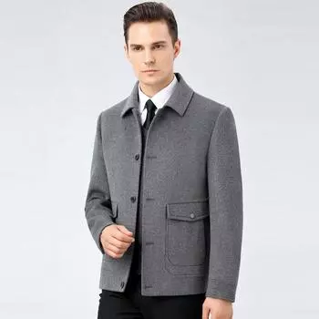 Autumn and winter middle-aged men s jacket double-sided woolen woolen short warm fashion top jacket 170