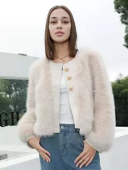 Осенние и зимние женские куртки из лисьего меха, зимняя хлопковая одежда, экологически чистый мех M кнут папайи