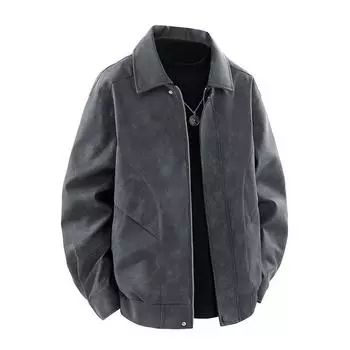 Autumn and Winter New American Retro Loose Leather Jacket PU Leather Jacket Waterproof Motorcycle Suit for Men and Women M