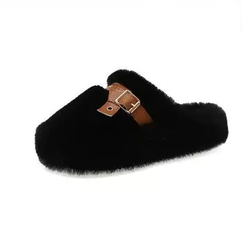 Autumn and winter new bag head plush slippers fashion bag head one pedal slippers women s home slippers 35