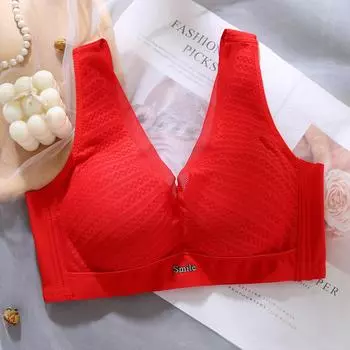 Autumn and winter new bra vest type medium and thick cotton slippery cup four-breasted no steel ring gathering adjustment underwear women Size 34/75B
