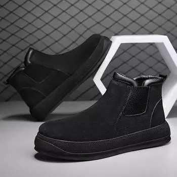 Autumn and winter new British high-top leather casual men s shoes locomotive shoes 39