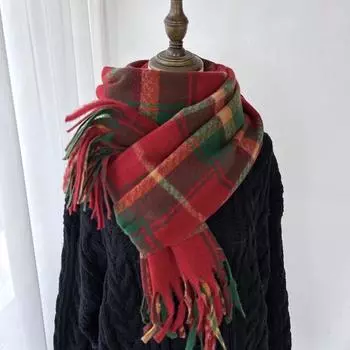 Autumn and Winter New British Style Stripe Imitation Cashmere Contrast Plaid Scarf Plush Thickened Windproof Warm Shawl 180cm*63cm