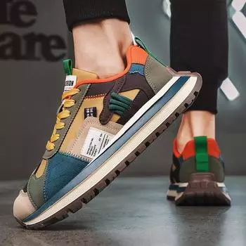 Autumn and winter new casual shoes men s trend low-top jogging shoes men s retro color matching sports platform men s shoes 39