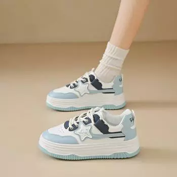 Autumn and winter new college style star board shoes student color matching versatile lace-up sports and leisure shoes women 35