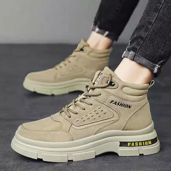 Autumn and winter new daily casual high-top shoes fashion tooling boots men s casual locomotive boots Korean version retro men s shoes 39