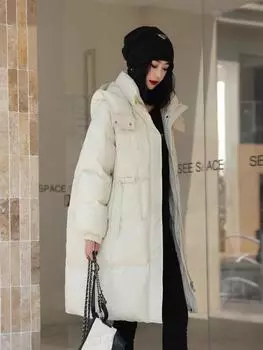 Autumn and Winter New Down Jackets Women s Medium and Long Loose Casual Versatile Thickened White Duck Down Jacket S recommends within 65kg