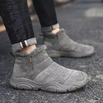 Autumn and winter new foreign trade explosion thickened warm outdoor leisure men s leather Martin boots 38 чёрный
