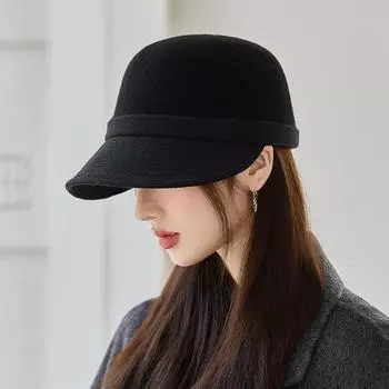 Autumn and Winter New Hat Women s Wool Thickened Warm Duck Tongue Equestrian Hat Retro Newsboy Hat one size