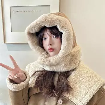 Autumn and winter new hats women s Lei Feng hats warm and versatile fashion casual velvet thickened knitting one size fits all хаки