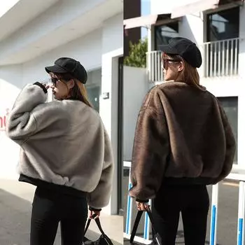 Autumn and winter new imitation mink fur coat women s young Korean version fashion loose warm mink coat One Size серый