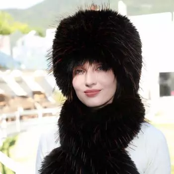 Autumn and winter new imitation raccoon hair round hat European and American women imitation fur scarf bucket hat thickened warm and cold hat M56-58cm