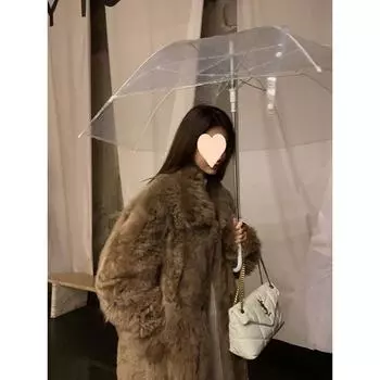 Autumn and winter new integrated leather coat long and short women, light explosion imitation wool coat fashion M recommends less than 63kg