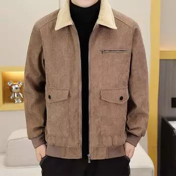 Autumn and Winter New Jacket Men s Corduroy Korean Style Casual Plus Velvet Lapel Men s Tops Trendy Men s Jackets M