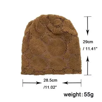 Autumn and winter new lace flower double-layer pullover hat stack hat хаки