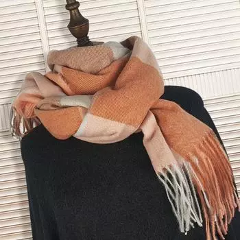 Autumn And Winter New Large Grid Warm Imitation Cashmere Scarf For Men And Women Cashmere Scarf Black And White Shawl 200*70 cm