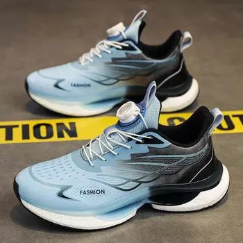 Autumn and winter new leather men s shoes youth rotating buckle casual running sports shoes platform sports shoes 37
