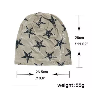 Autumn and winter new lightning five-pointed star double-layer thin pullover hat stacking hat чёрный