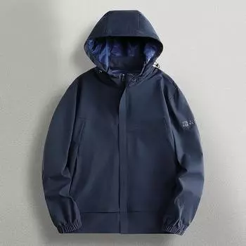 Autumn and Winter New Loose Men s Trend Solid Color Hooded Jacket American Casual Tooling Ruffian Handsome Solid Color Coat Versatile L чёрный