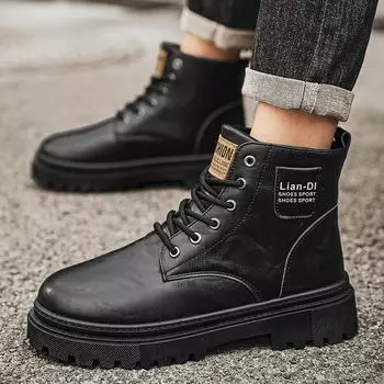 Autumn and winter new Martin boots British style retro outdoor leisure thick-soled medium help tooling boots trendy men s shoes 39