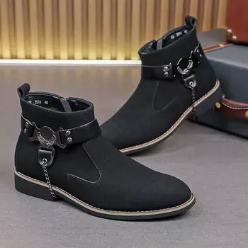 Autumn and Winter New Men Chelsea Boots Black Brown Matte High Top Shoes Casual Fashion Short Boots Size 38-48 Men Boots 38