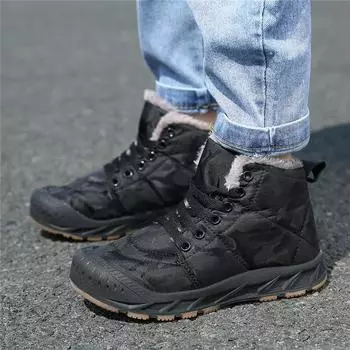 Autumn and winter new men s and children s high-top outdoor snow boots, velvet warm cotton shoes, trendy fashion classmates 28