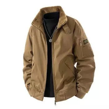 Autumn and Winter New Men s Casual Fashion Collar Plus Velvet Jacket Joker Padded Jacket M