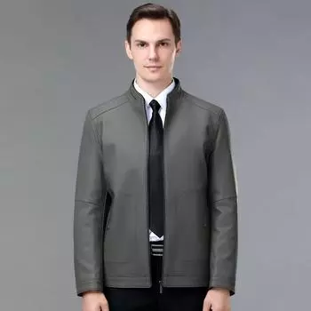 Autumn and winter new men s genuine leather jacket plus velvet motorcycle casual sheepskin leather jacket for men 170