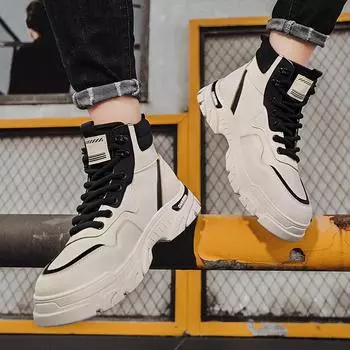 Autumn and winter new men s high-top thick-soled Martin boots trendy outdoor tooling casual short boots British locomotive live broadcast men s boots 38