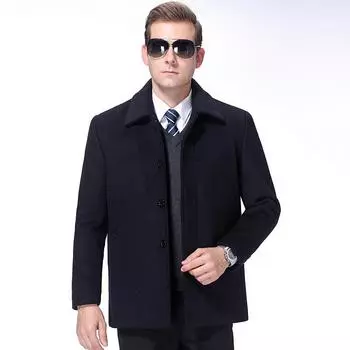 Autumn and winter new men s lapel cashmere jacket fashionable short casual middle-aged and elderly trendy jacket 170