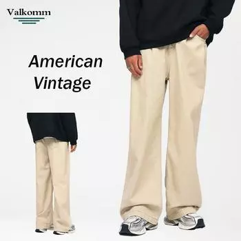 Autumn And Winter New Men S Loose Cotton Thick Casual Pants Men S Japanese Retro Men S Solid Color Straight Leg Casual Jeans XS чёрный