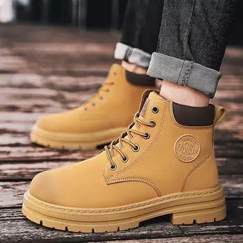 Autumn and winter new men s Martin boots high-top fashion versatile cool cool trendy men s casual shoes winter snow shoes 39 чёрный