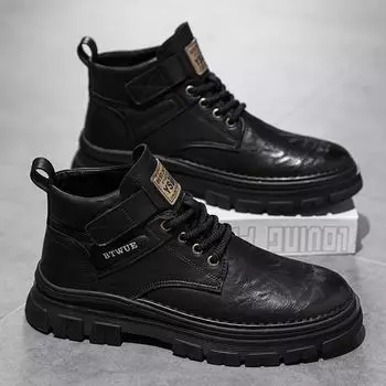 Autumn and winter new men s Martin boots retro casual microfiber leather surface outdoor sports thick-soled versatile short boots men s boots 39