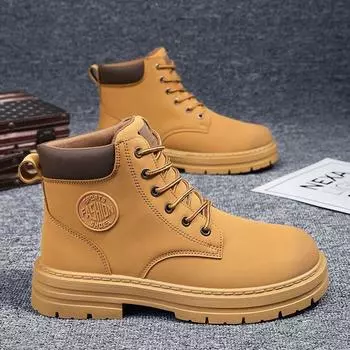 Autumn and winter new men s Martin boots high-top fashion versatile cool cool trendy men s casual shoes winter snow shoes 39 чёрный