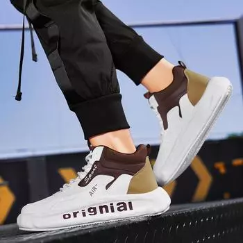 Autumn and winter new men s mid-top sports and leisure shoes outdoor versatile platform running trendy shoes Internet celebrity live men s shoes 39