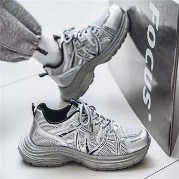 Autumn and winter new men s retro dad shoes platform heightening sports jogging casual shoes men s mesh breathable trendy shoes 39