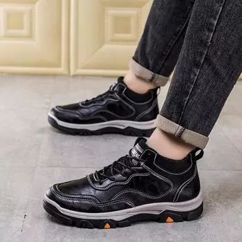 Autumn and winter new men s shoes fleece warm fashion versatile leather shoes men s comfortable casual shoes 39